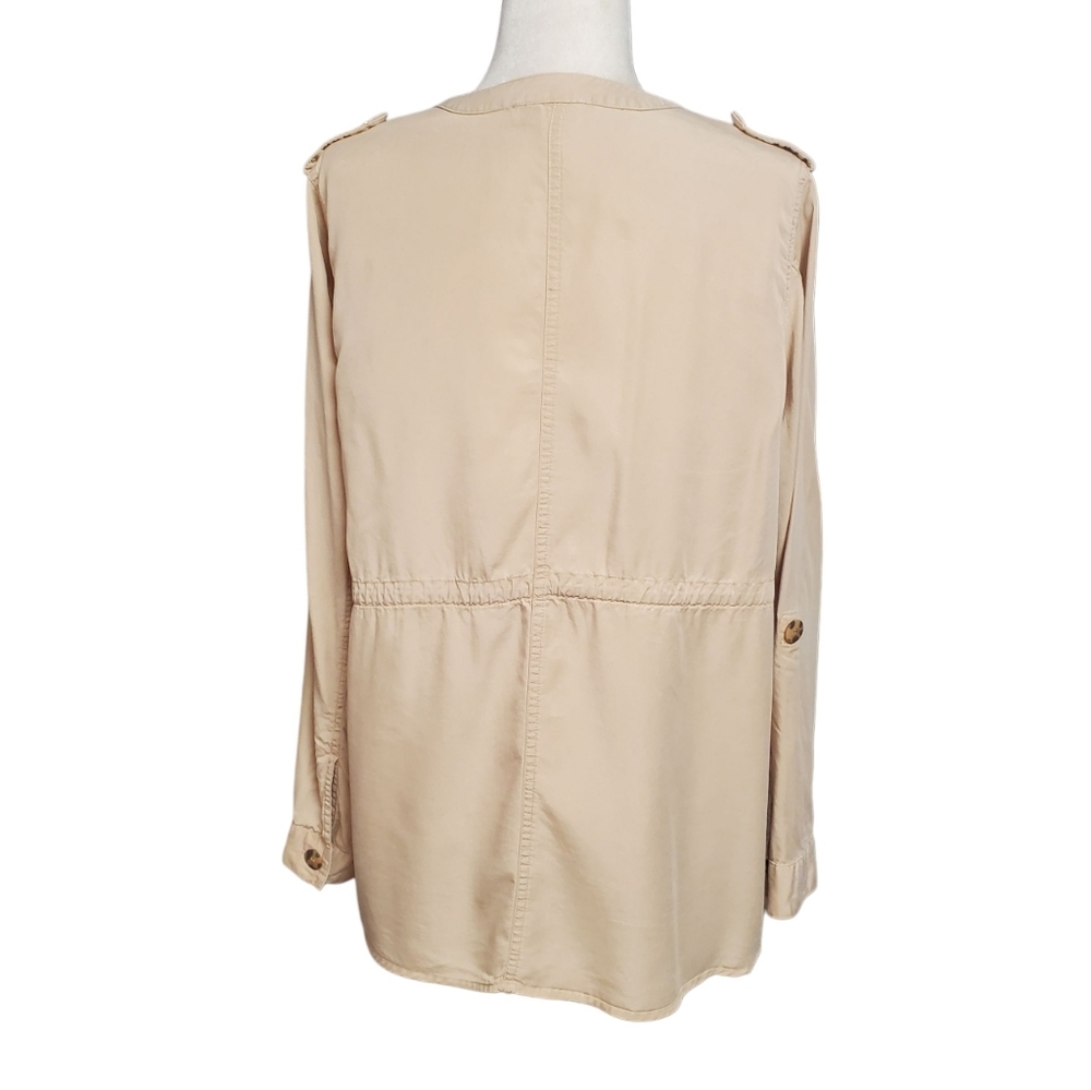 Calligraphie Drape Front Jacket Size Large Tan Dr… - image 6